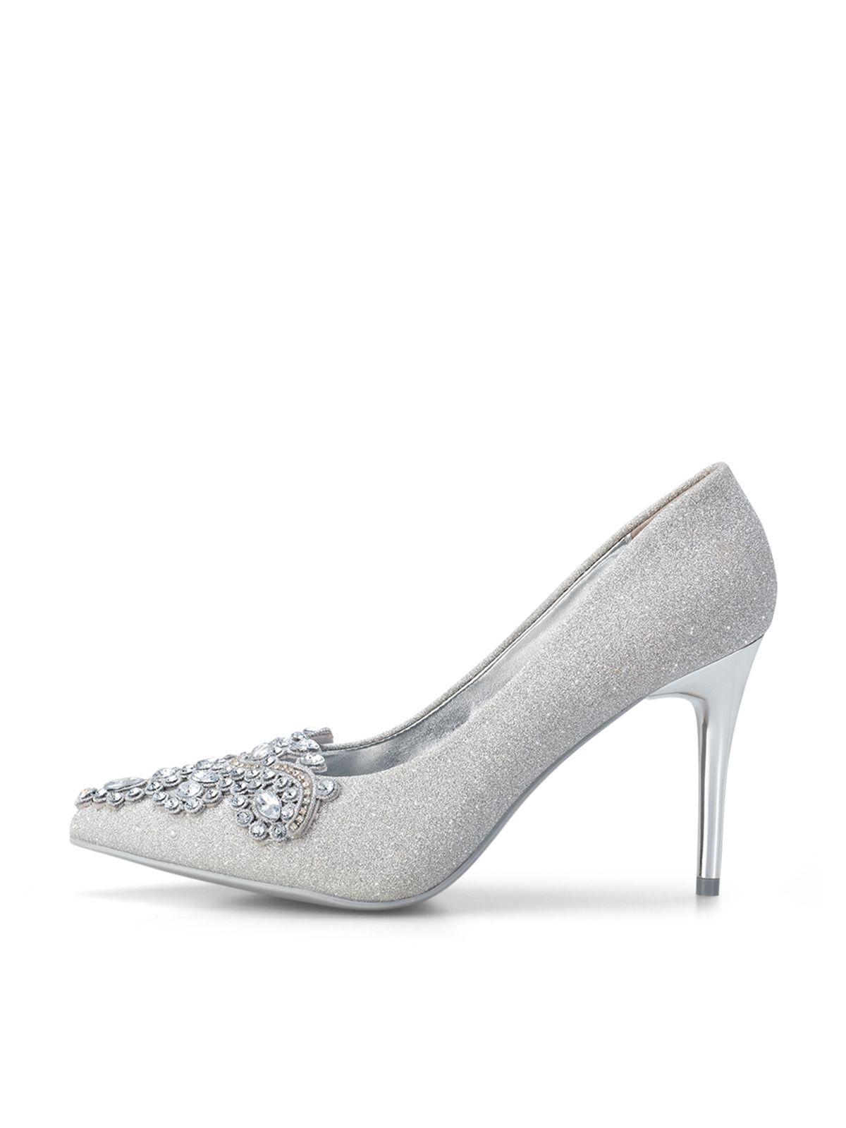 Zapato Taco Alto Plateado Fiesta GHE13 Weide-1