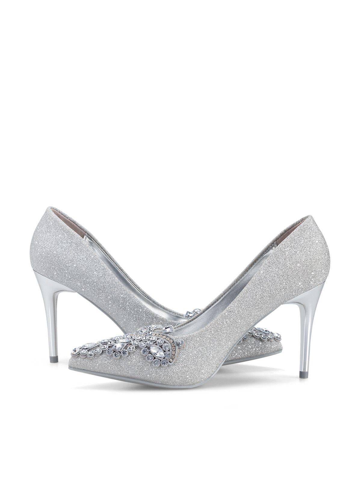Zapato Taco Alto Plateado Fiesta GHE13 Weide-2
