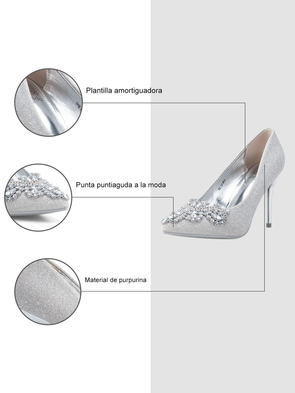 Zapato Taco Alto Plateado Fiesta GHE13 Weide-5