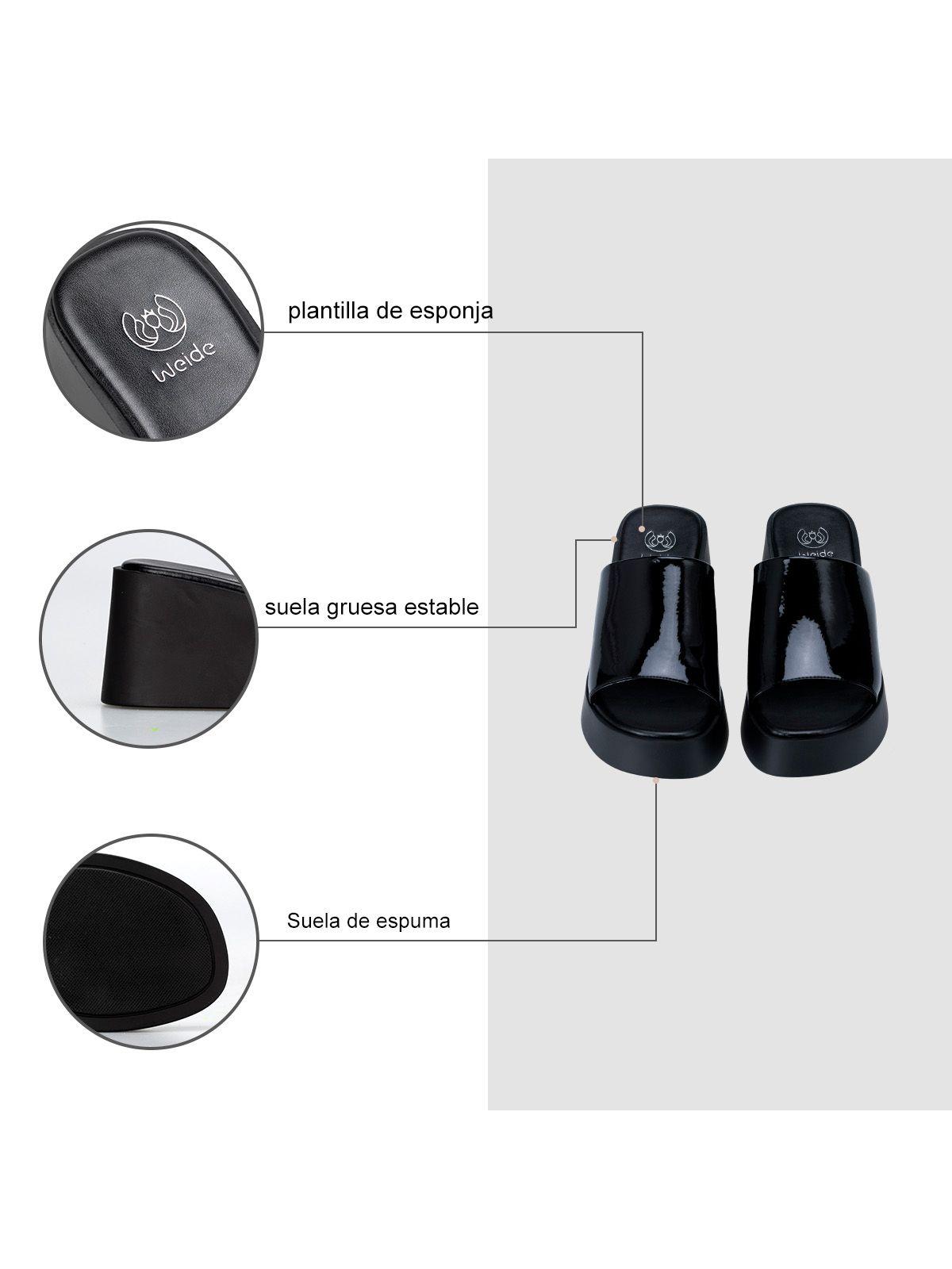 Sandalia Casual Plataforma Negra Mujer Weide QIU330-7