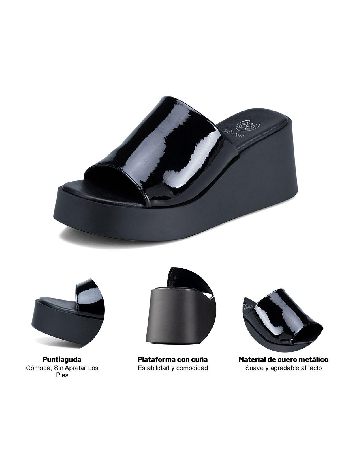 Sandalia Casual Plataforma Negra Mujer Weide QIU330-8