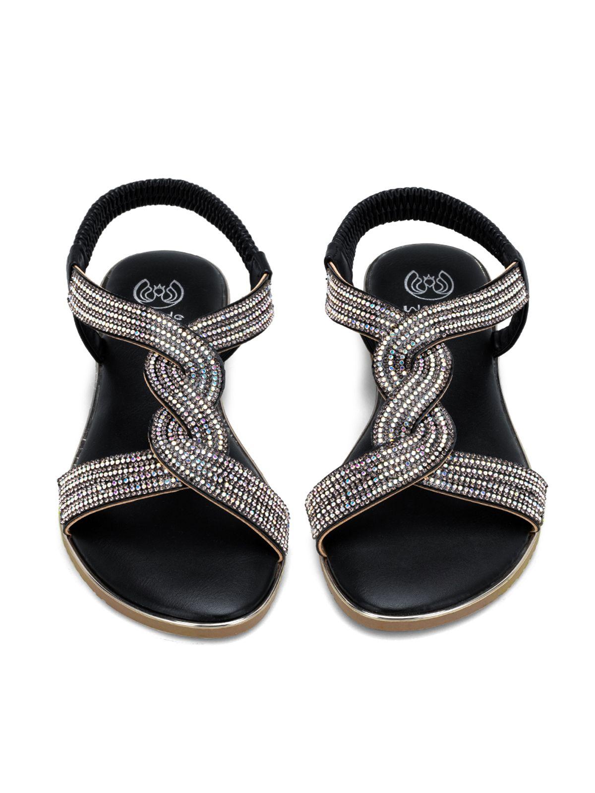 Sandalia Plana Negro Casual JS56 Weide-2