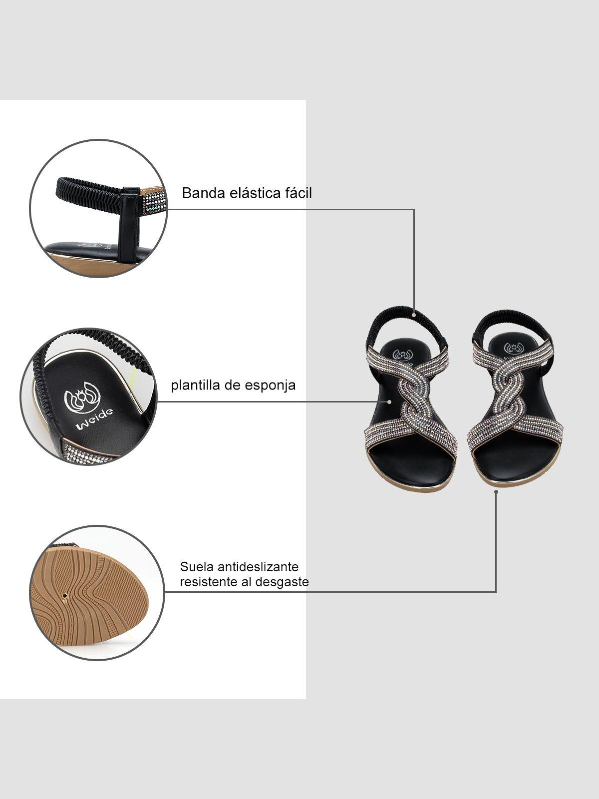 Sandalia Plana Negro Casual JS56 Weide-5