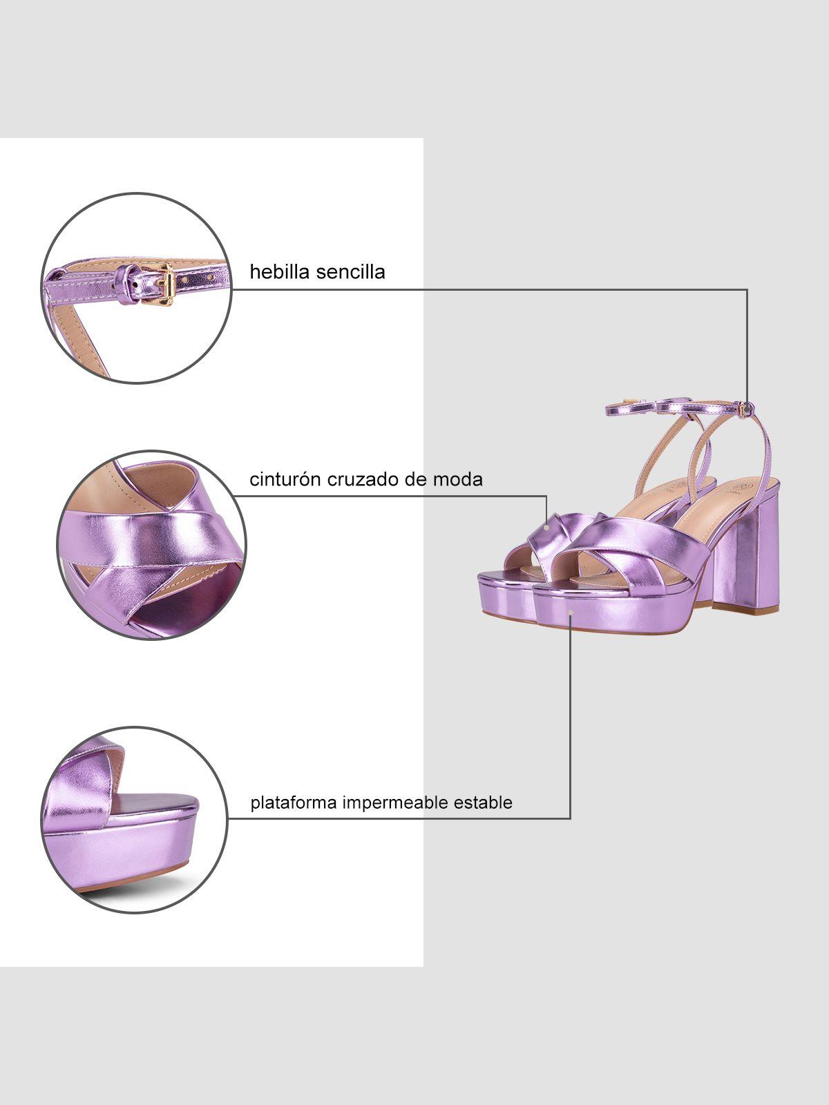 Sandalia Plataforma Morado Fiesta YJ26 Weide-5