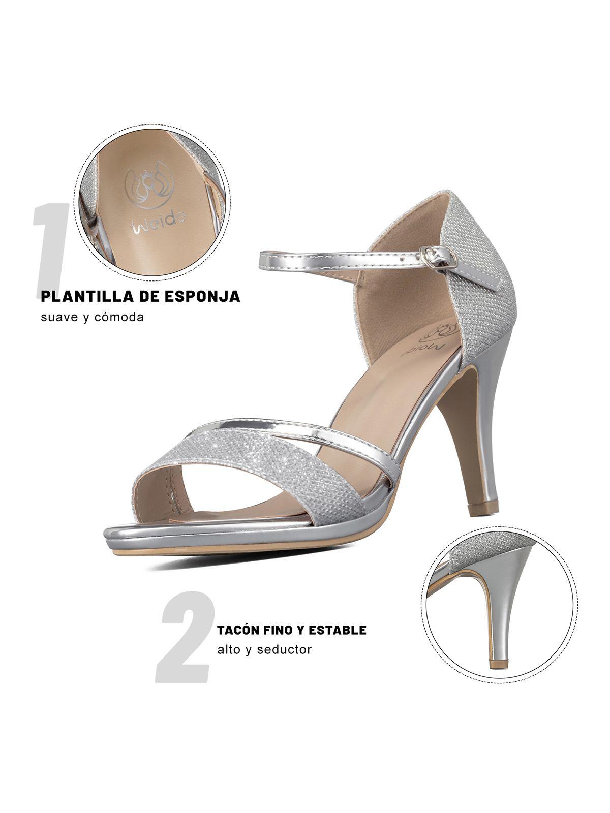 Sandalia Taco Plateado Fiesta QIU285 Weide-5