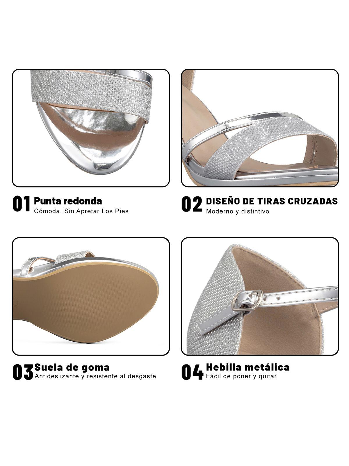 Sandalia Taco Plateado Fiesta QIU285 Weide-6