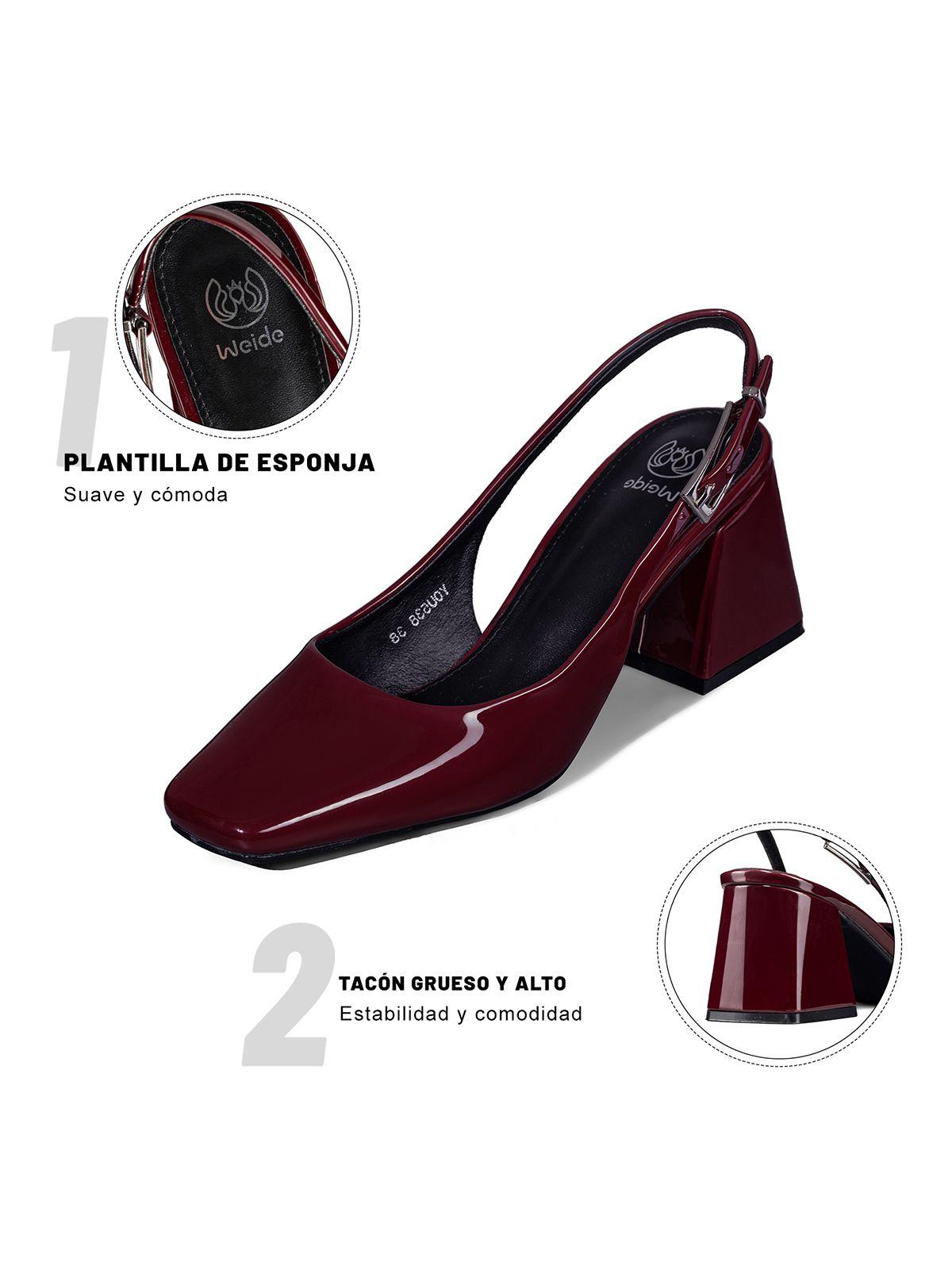 Zapato Taco Talón abierto Simil Charol  Mujer Weide YOU538-4