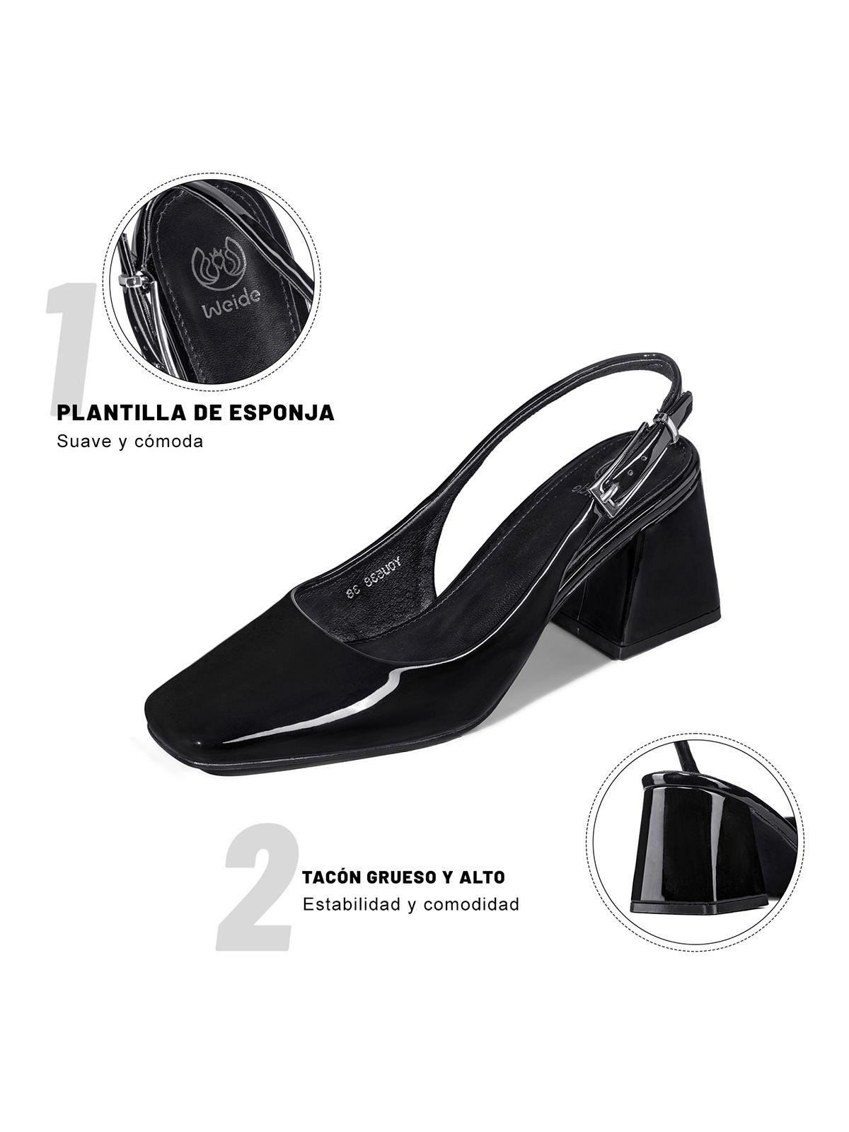 Zapato Taco Talón abierto Simil Charol  Mujer Weide YOU538-4