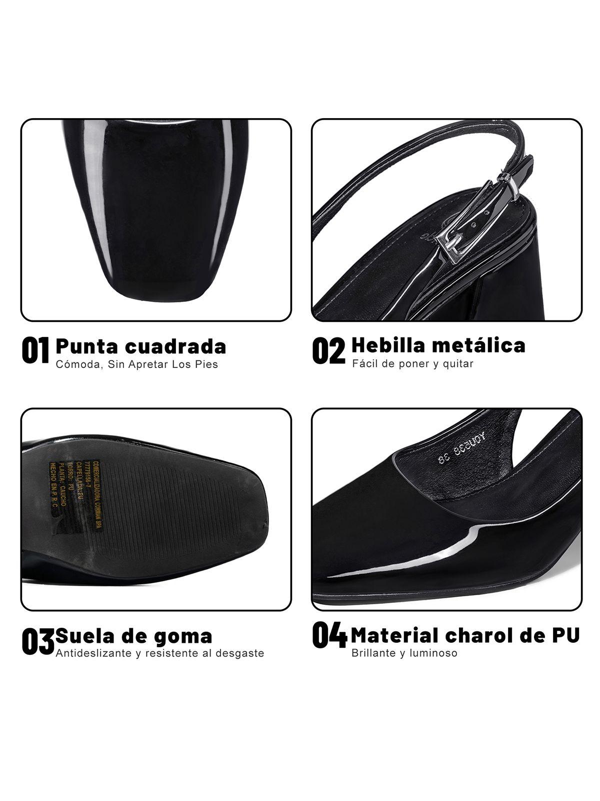 Zapato Taco Talón abierto Simil Charol  Mujer Weide YOU538-5