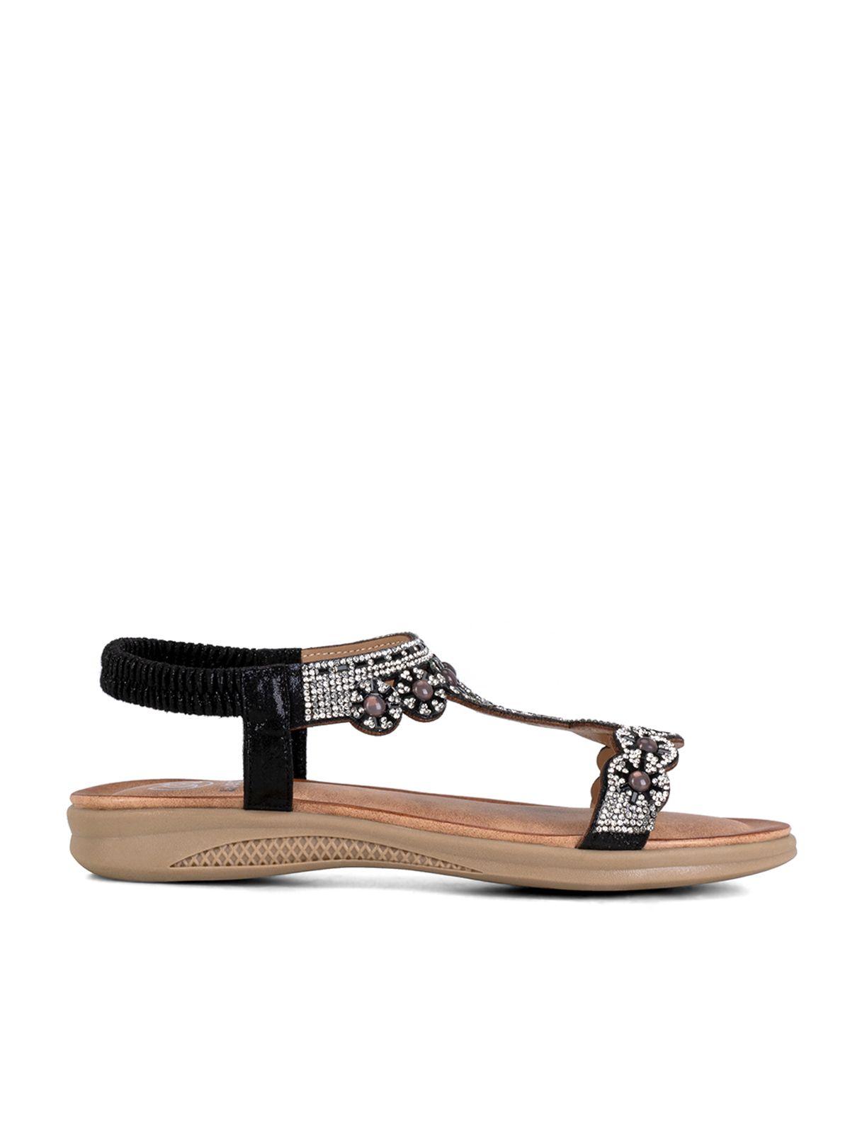 Sandalia Plana Negro Casual JS53 Weide-1