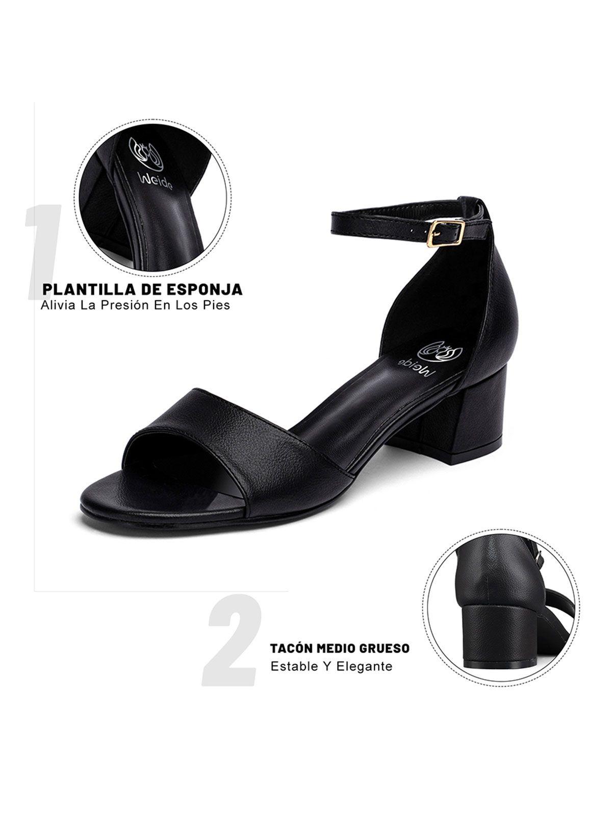 Sandalia Taco  Negra Fiesta Mujer Weide QIU238-6