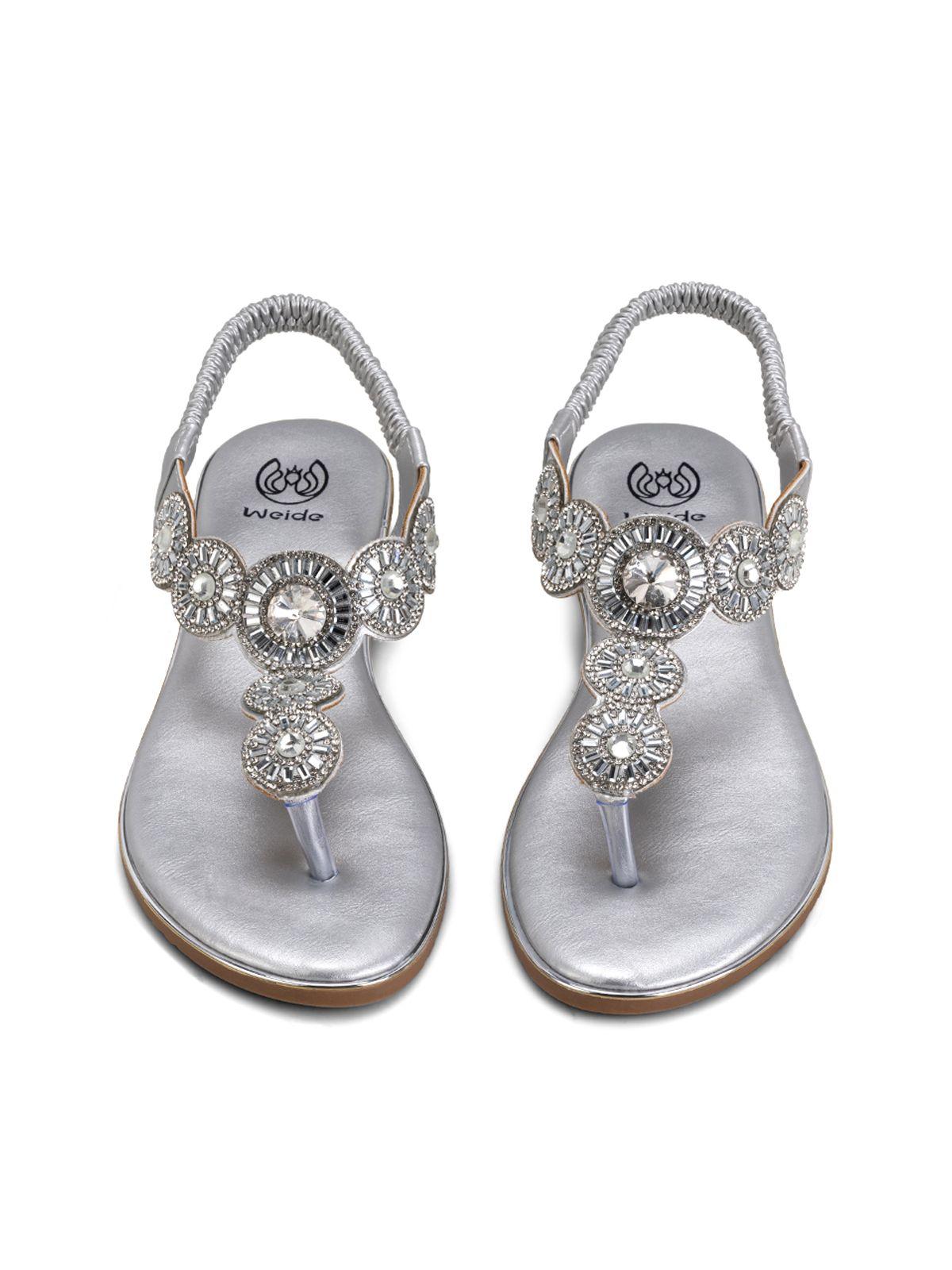 Sandalia Plana Plateado Casual JS57 Weide-2