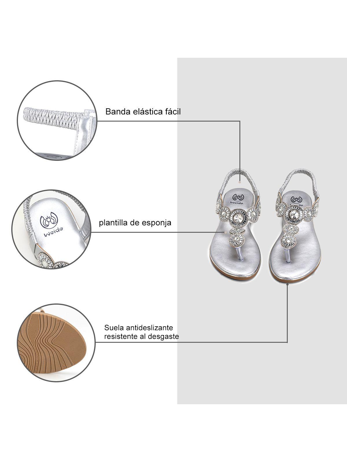 Sandalia Plana Plateado Casual JS57 Weide-5