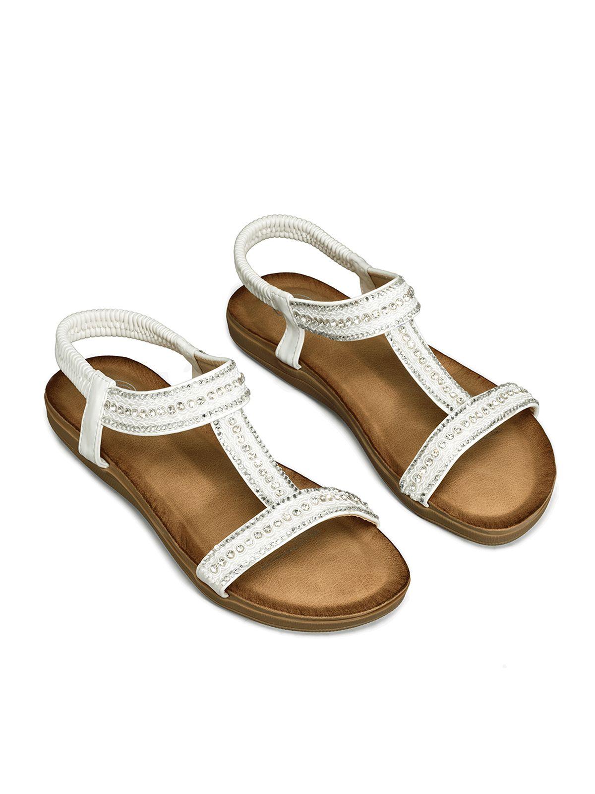 Sandalia Casual Plana Pedrería Mujer Weide Jn721-2
