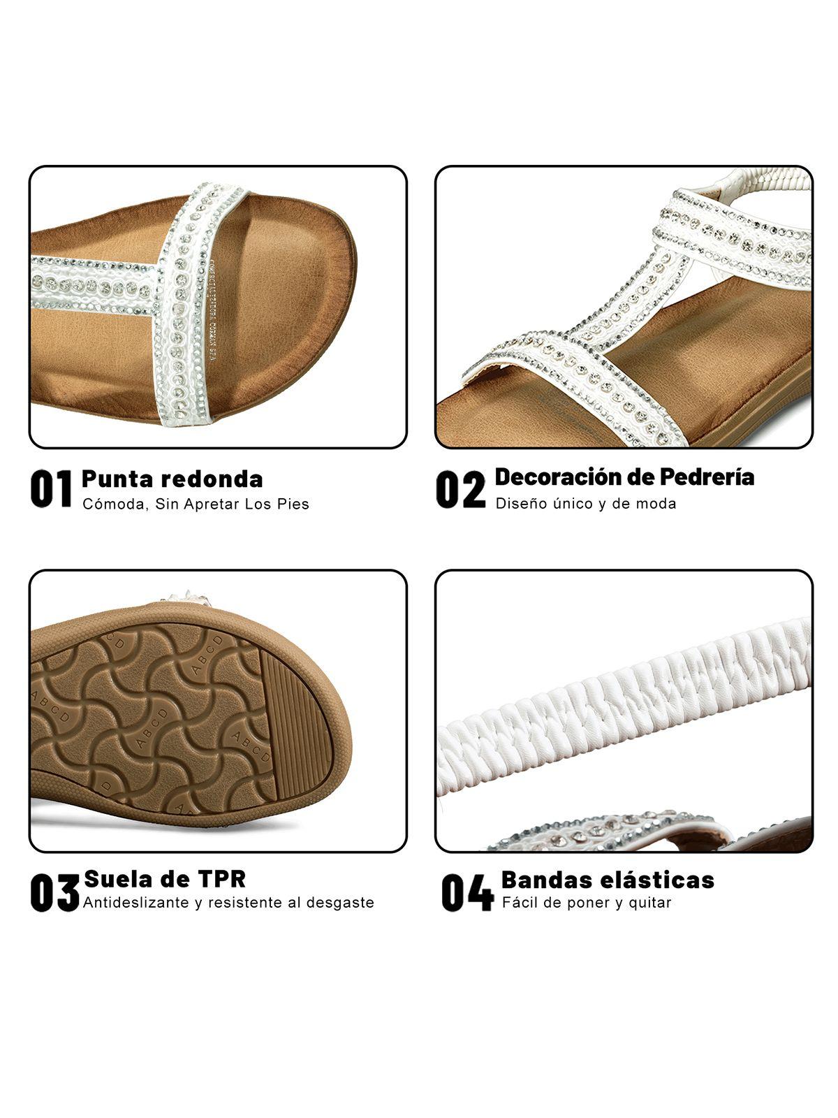 Sandalia Casual Plana Pedrería Mujer Weide Jn721-6