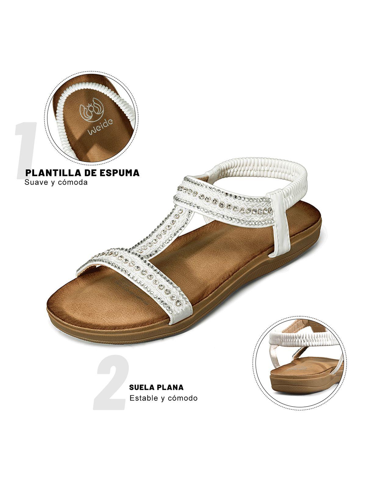 Sandalia Casual Plana Pedrería Mujer Weide Jn721-9