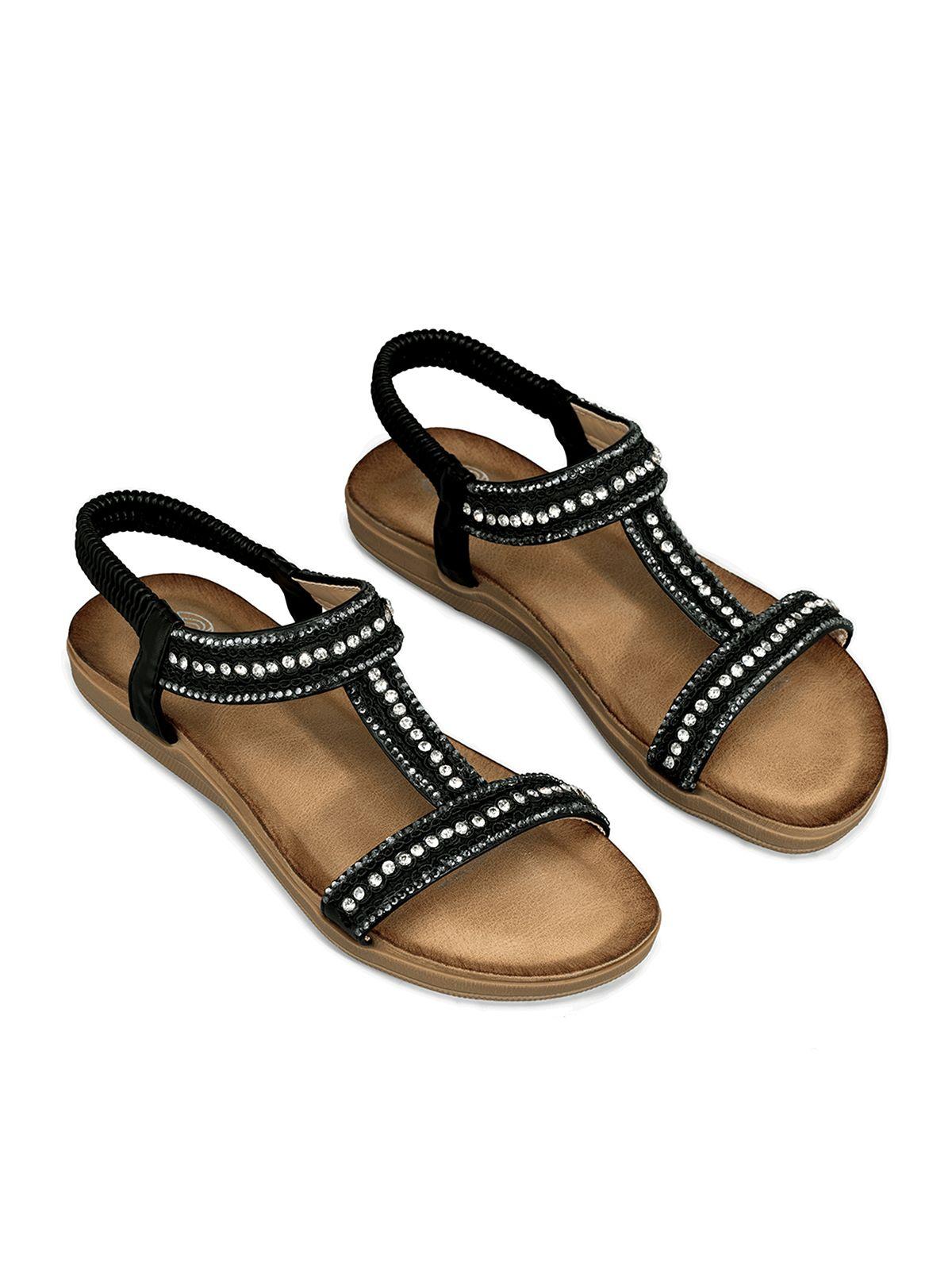 Sandalia Casual Plana Pedrería Mujer Weide Jn721-2