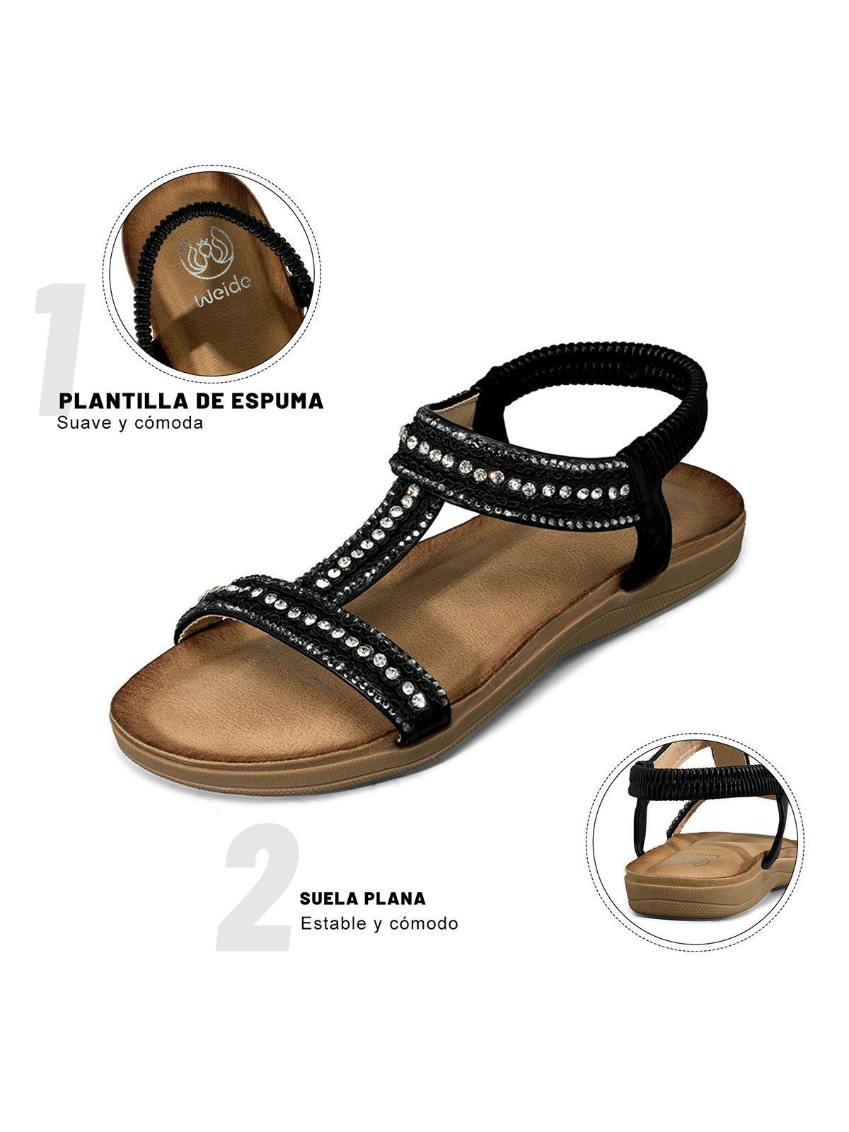 Sandalia Casual Plana Pedrería Mujer Weide Jn721-6