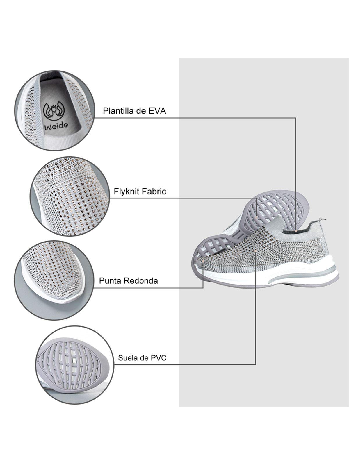 Zapatilla Gris Casual Mujer Weide TFA197-6