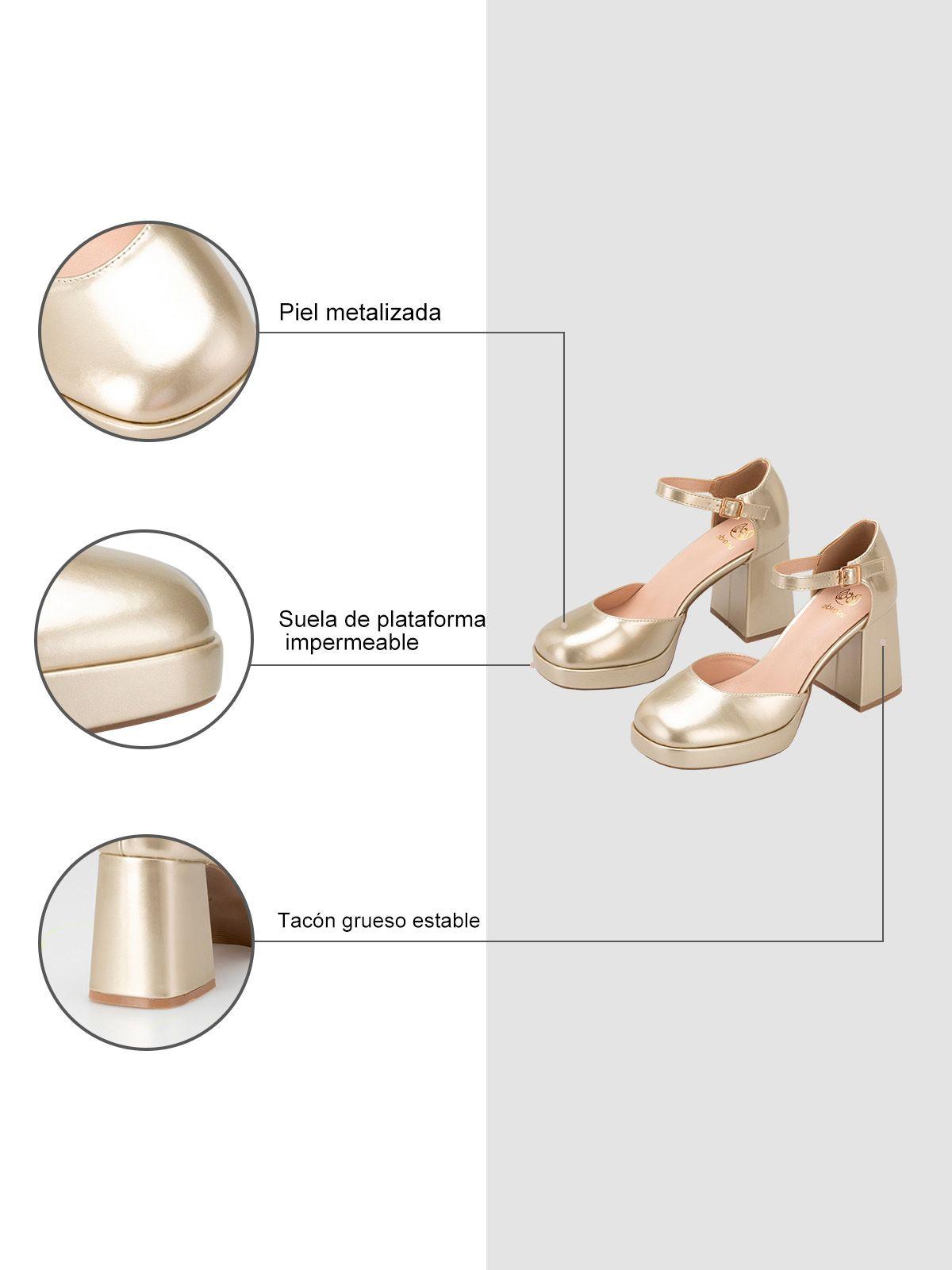 Zapatos Taco Mujer Amalia Dorado Weide-4