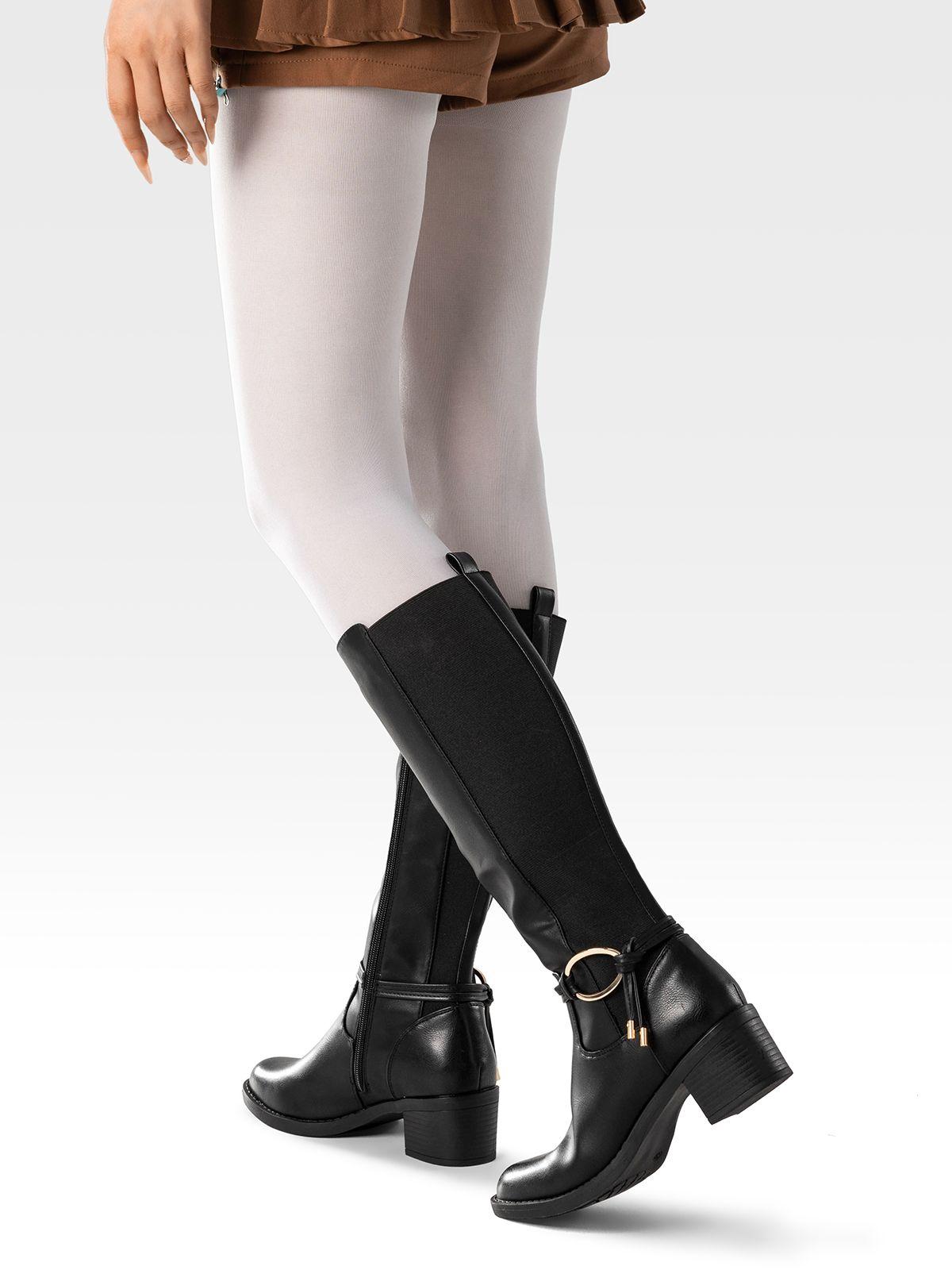Bota Larga Mujer Casual Eco Cuero Tacon Grueso Weide ZS71-1