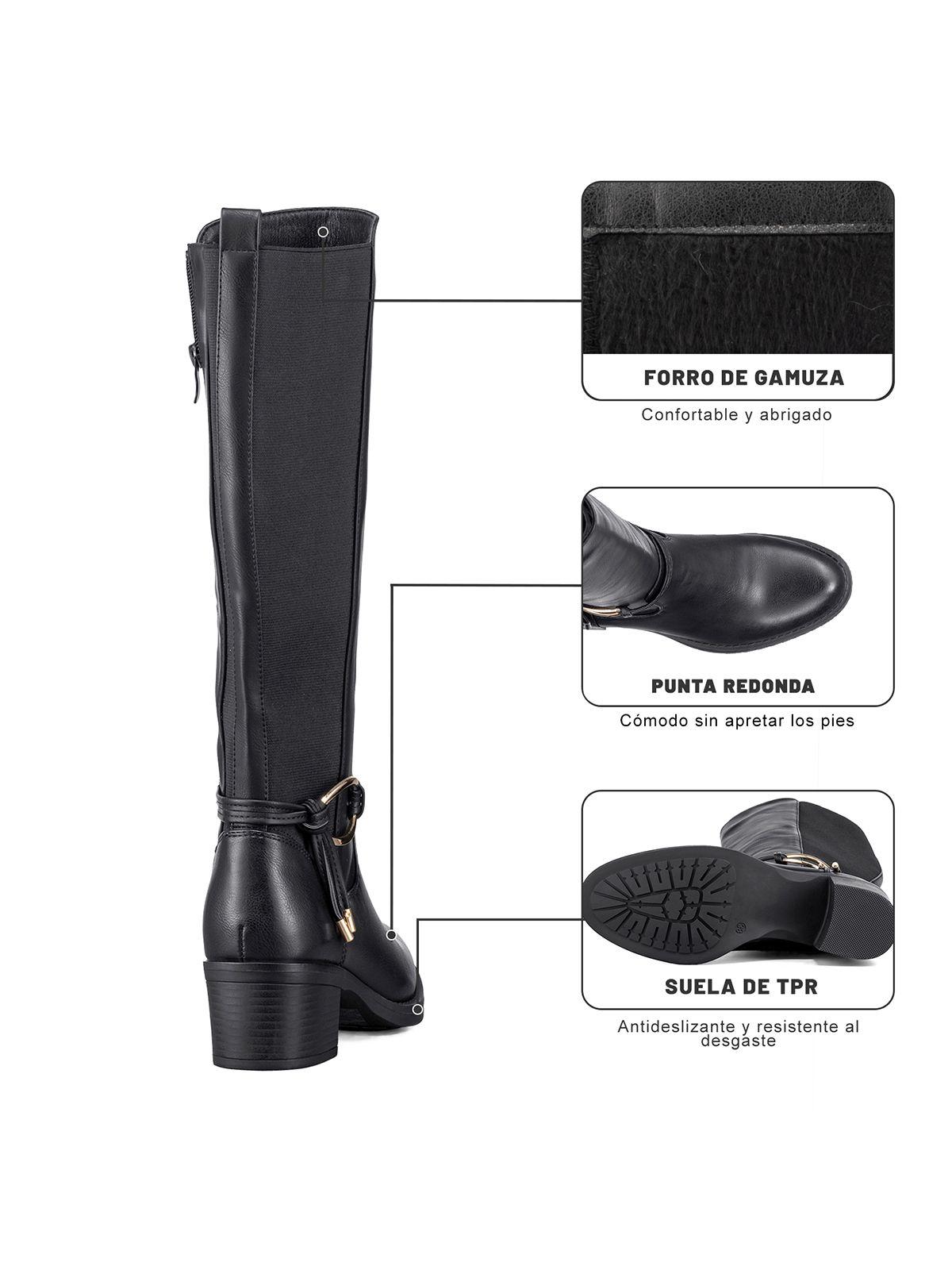 Bota Larga Mujer Casual Eco Cuero Tacon Grueso Weide ZS71-6