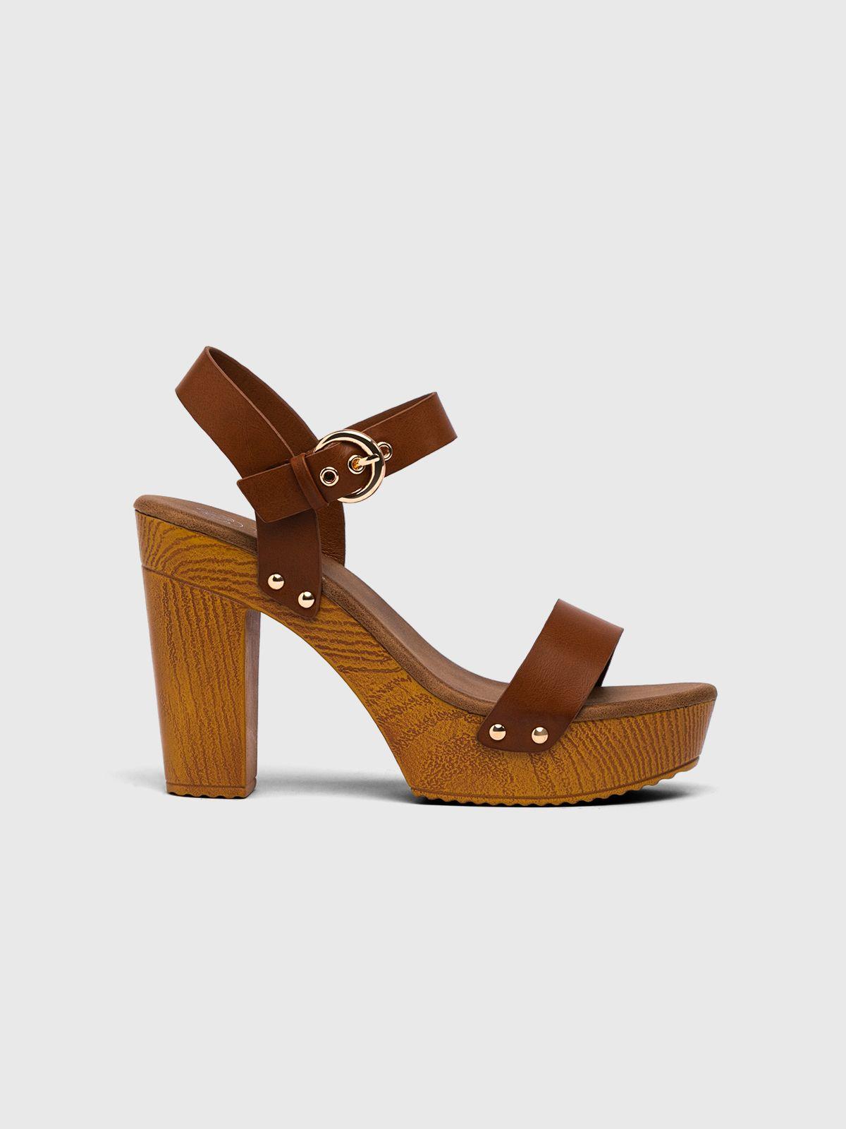 Sandalia Mujer Elida Camel Weide-2