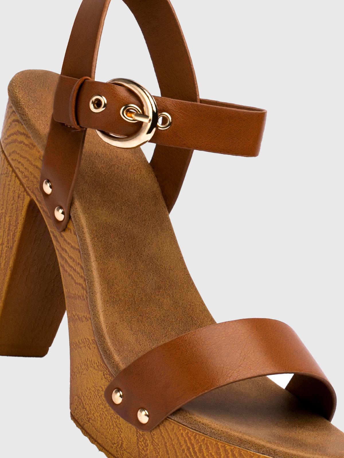 Sandalia Mujer Elida Camel Weide-5