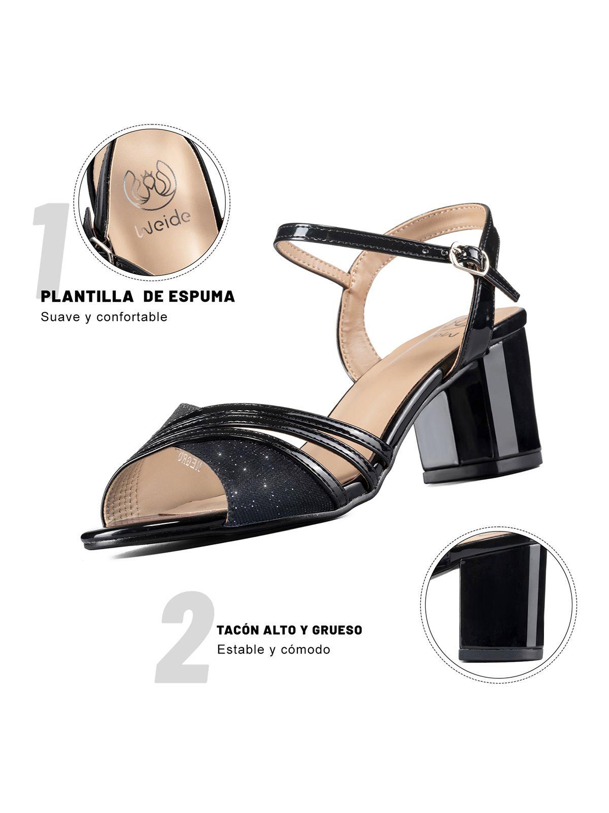 Sandalia Taco Negro Fiesta QIU257 Weide-6