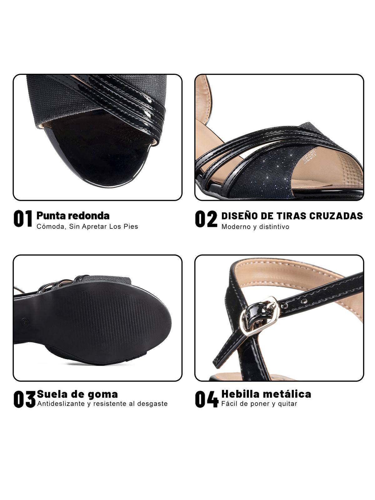 Sandalia Taco Negro Fiesta QIU257 Weide-7