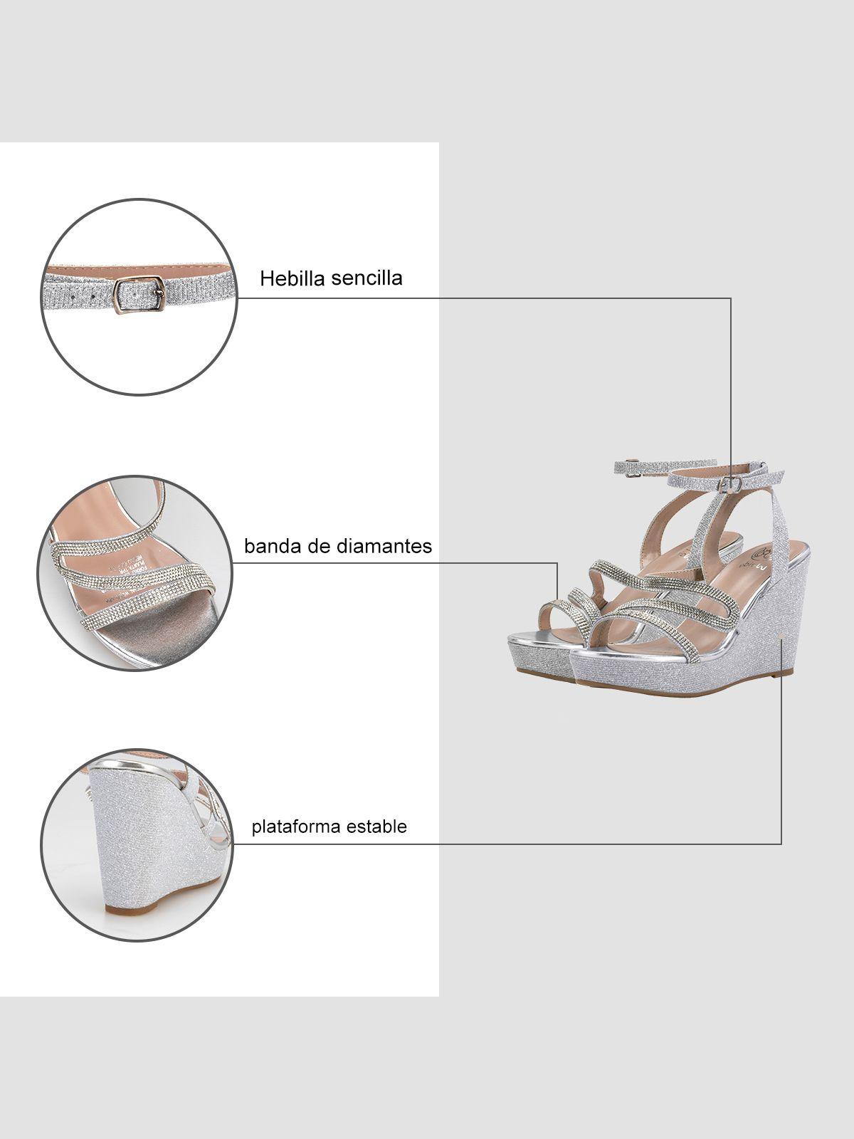 Sandalia Plataforma Plateado Fiesta QIU319 Weide-5