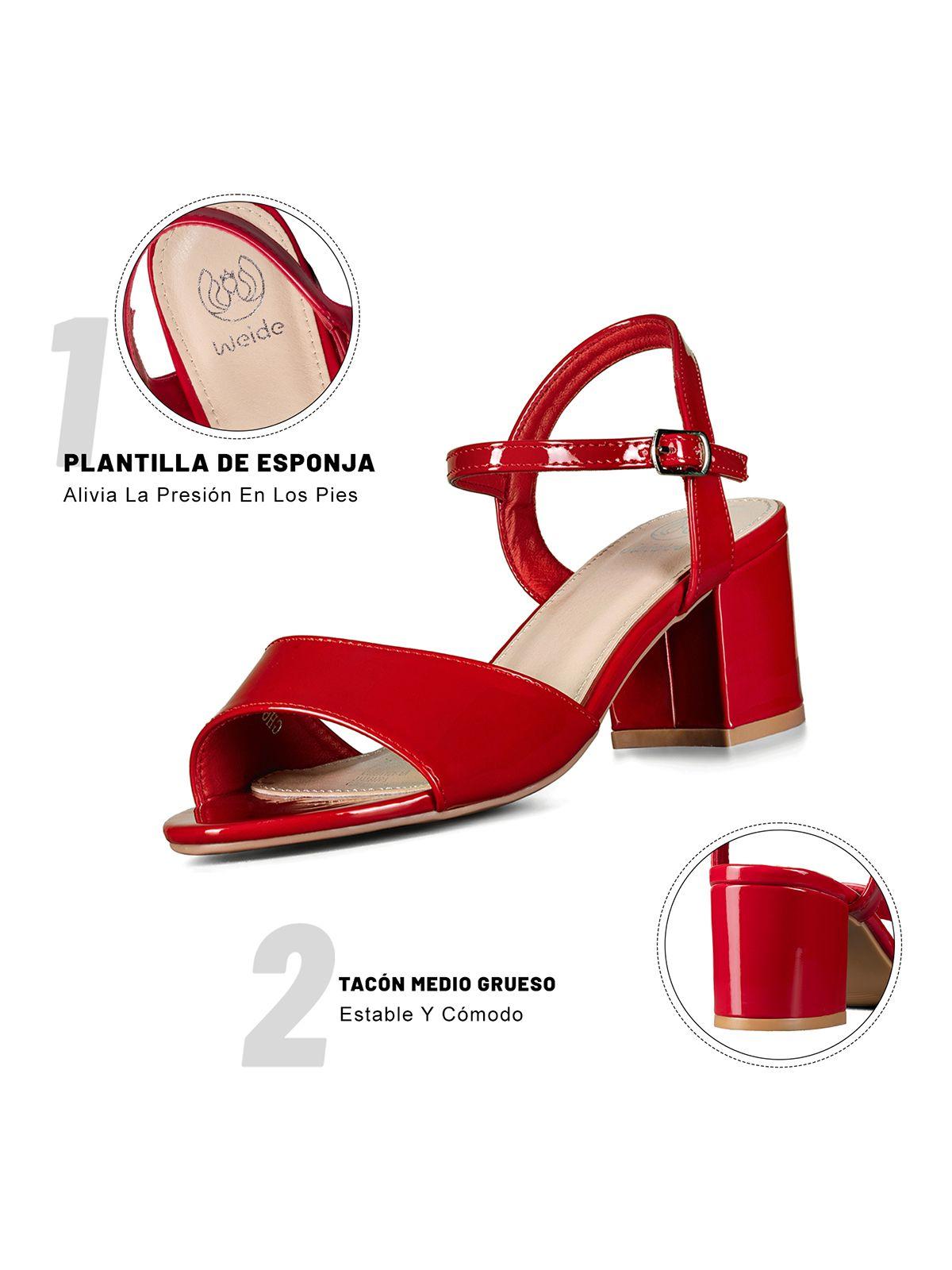 Sandalia Casual Taco  Roja Mujer Weide GH64-6