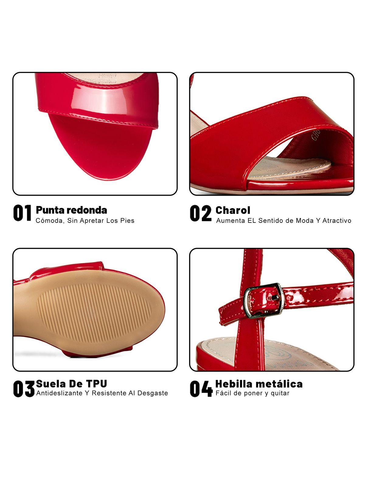 Sandalia Casual Taco  Roja Mujer Weide GH64-7