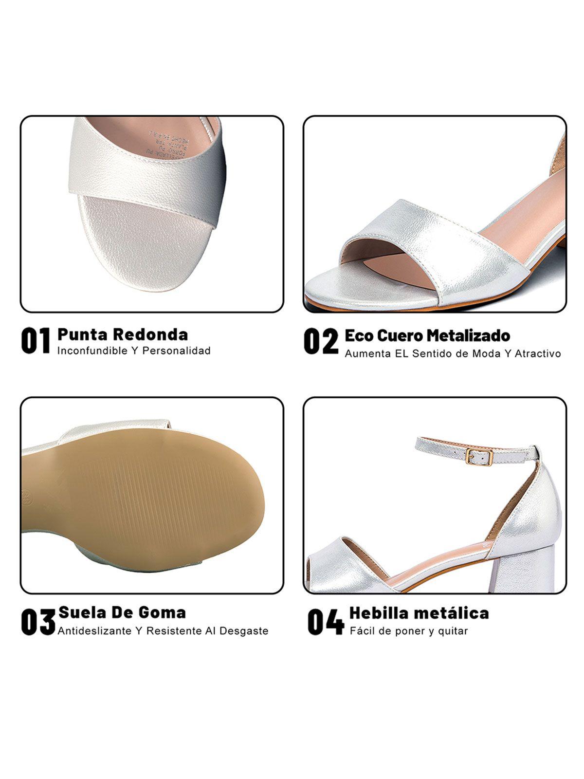 Sandalia Taco  Plateada Fiesta Mujer Weide QIU238-7