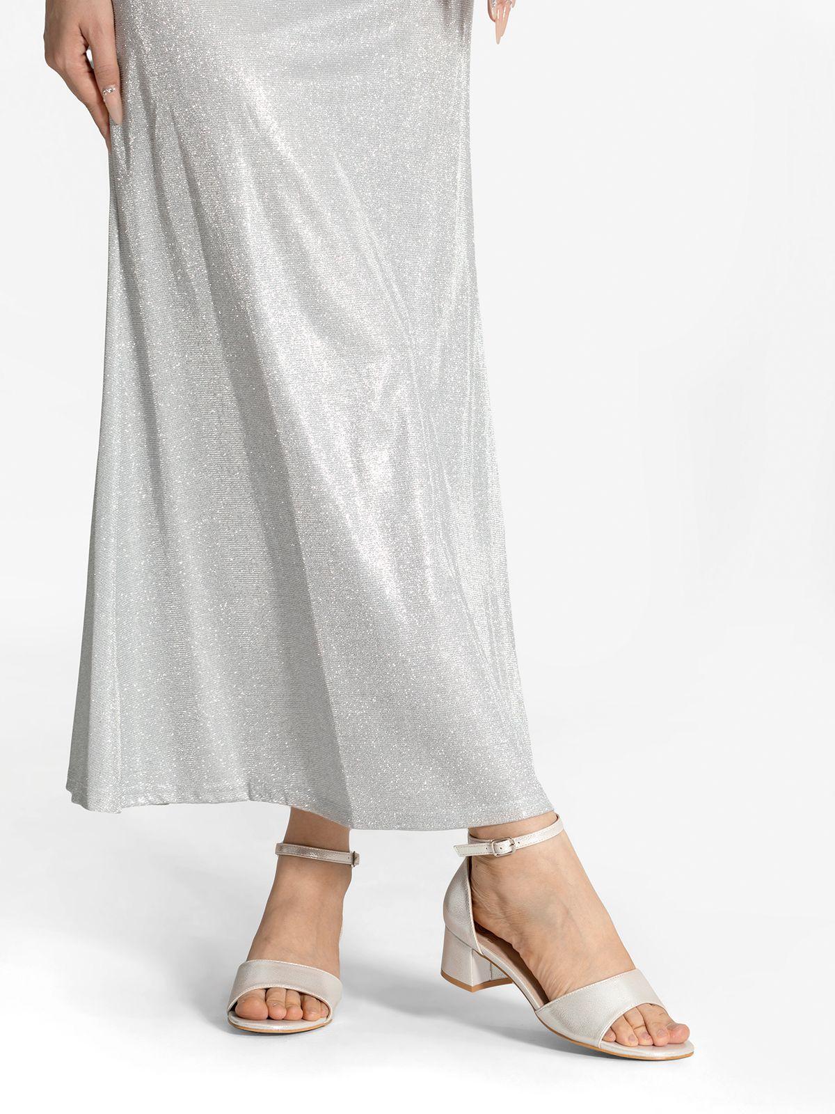 Sandalia Taco  Plateada Fiesta Mujer Weide QIU238-2