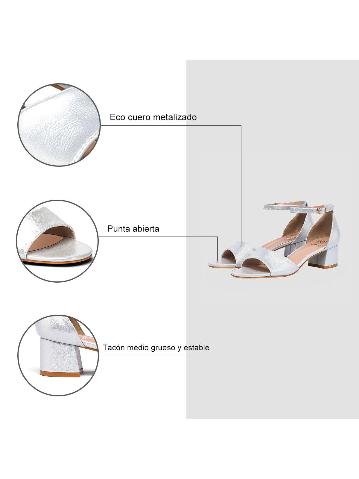 Sandalia Taco  Plateada Fiesta Mujer Weide QIU238-7