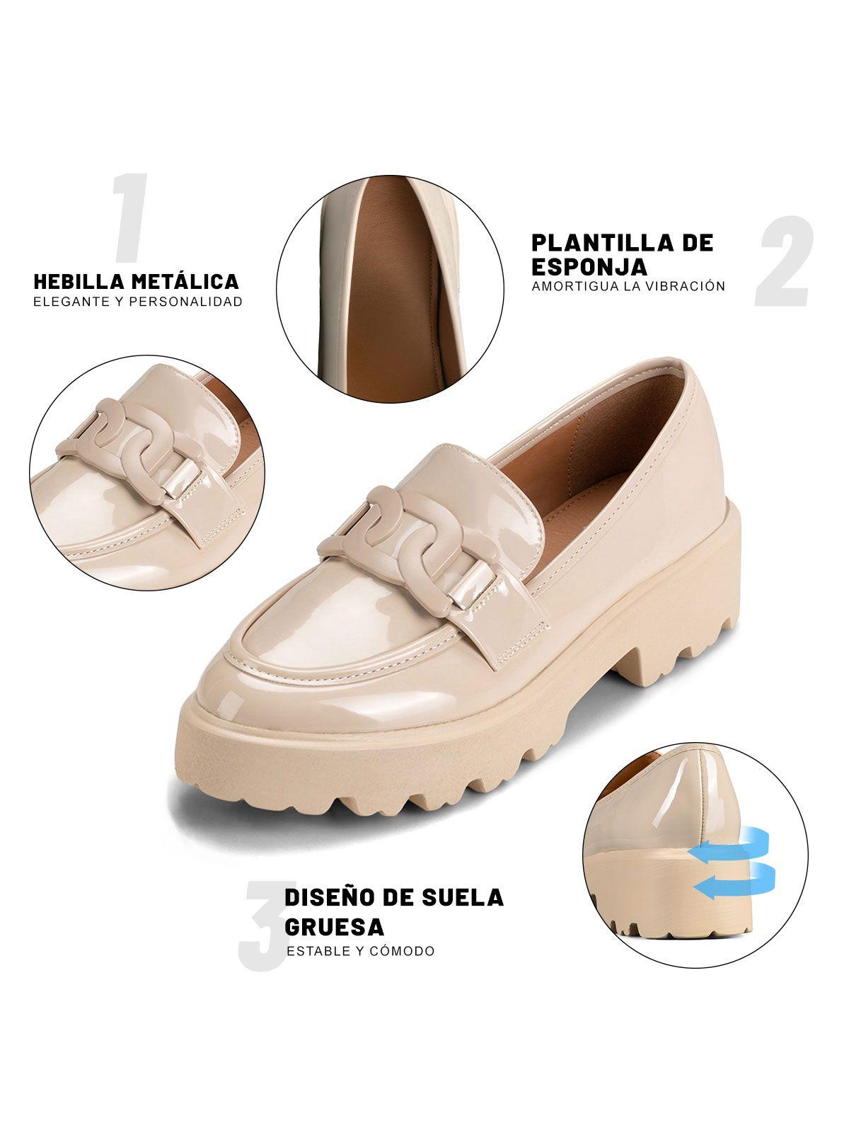 Mocasín Charol Plataforma Beige Casual Mujer Weide QIU288-7