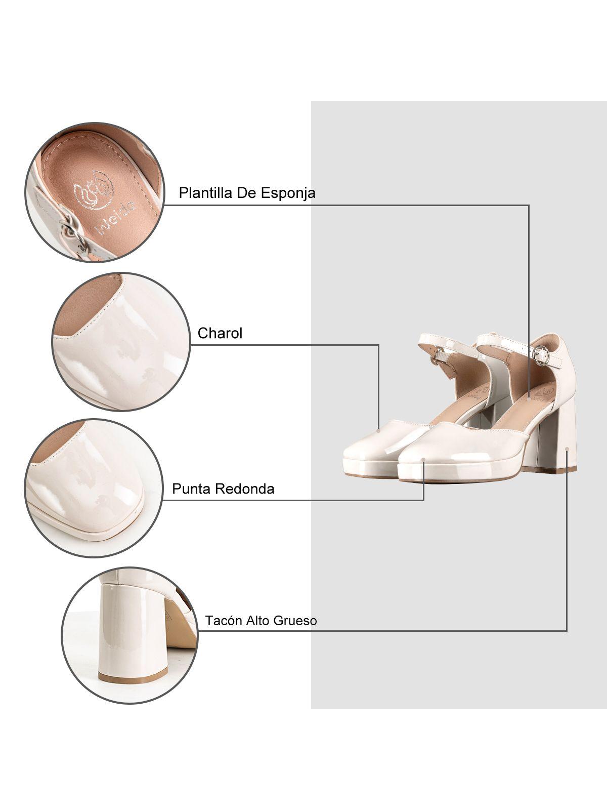 Zapato Mary Jane Tacones Elegante Charol Mujer Weide YL85-7