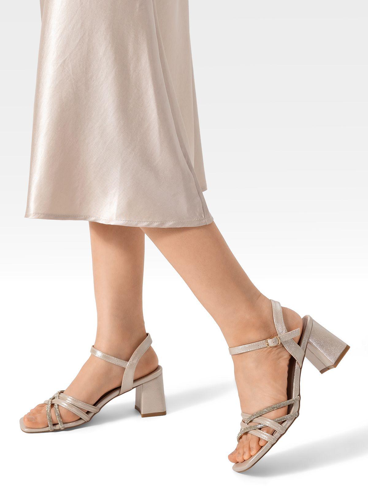 Sandalia Taco Grueso Fiesta Pedrería Mujer Weide YOU239B-1