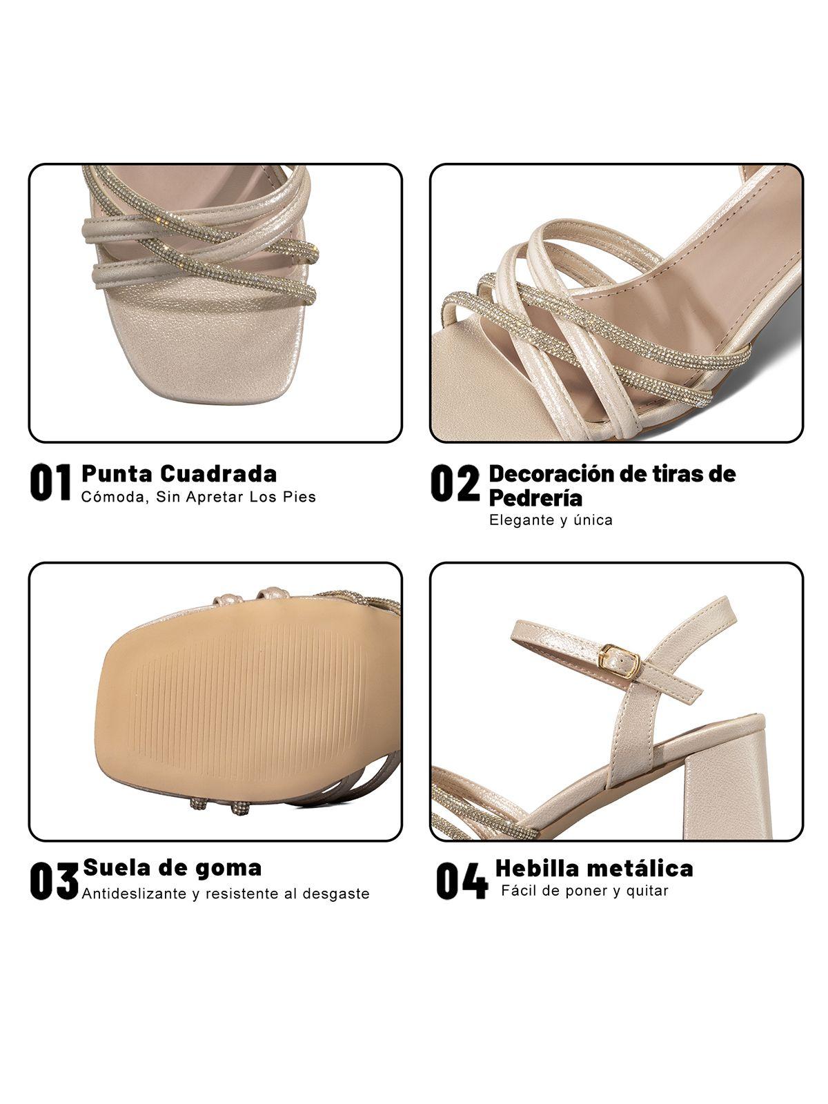 Sandalia Taco Grueso Fiesta Pedrería Mujer Weide YOU239B-7