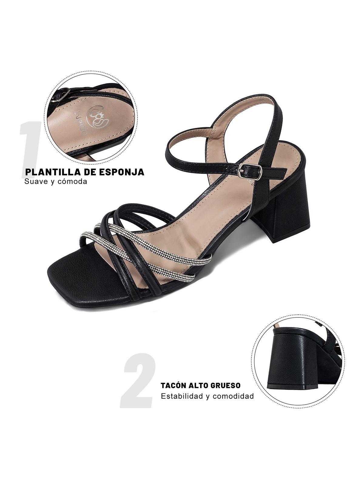 Sandalia Taco Grueso Fiesta Pedrería Mujer Weide YOU239B-6