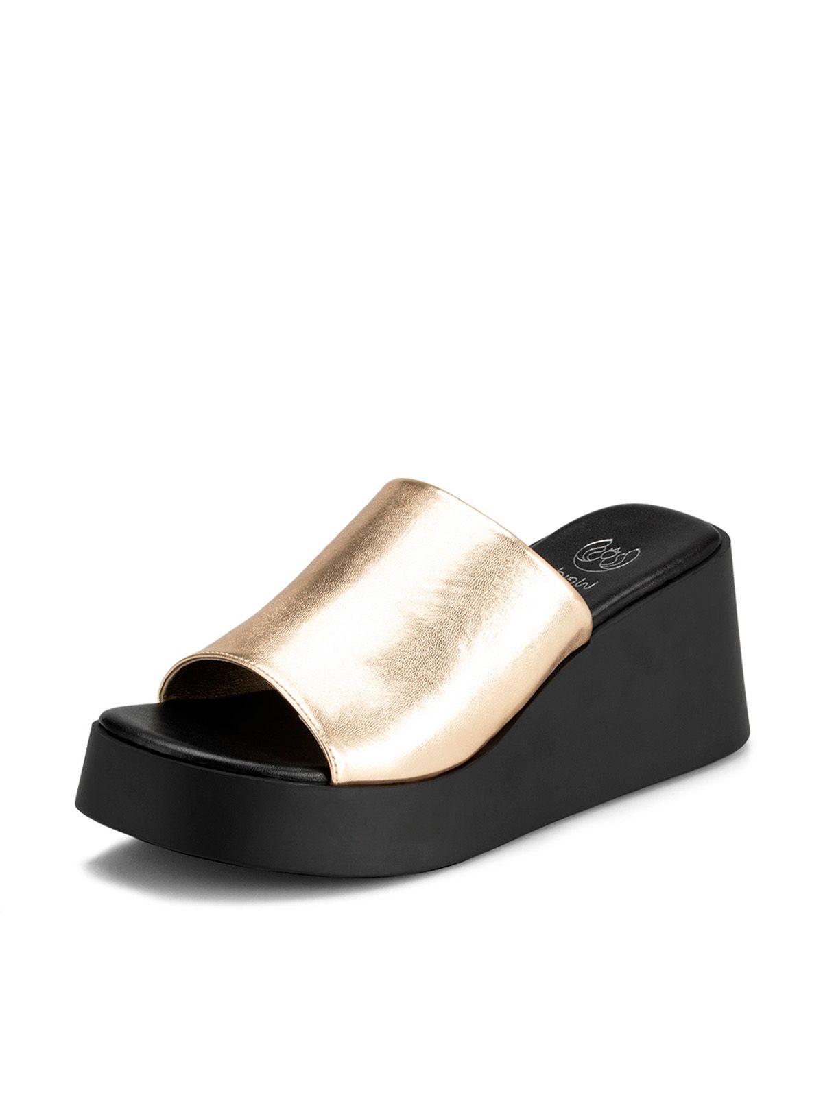 Sandalia Casual Plataforma Dorada Mujer Weide QIU330-0