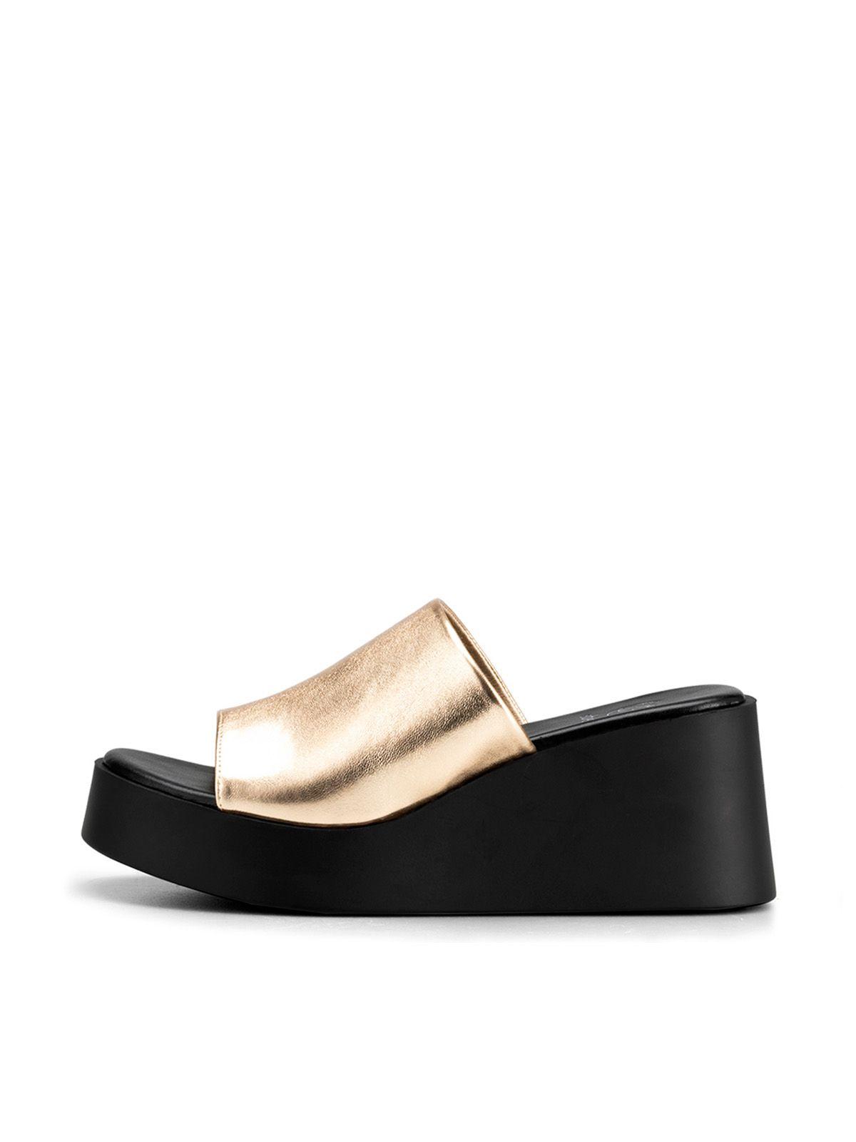 Sandalia Casual Plataforma Dorada Mujer Weide QIU330-1