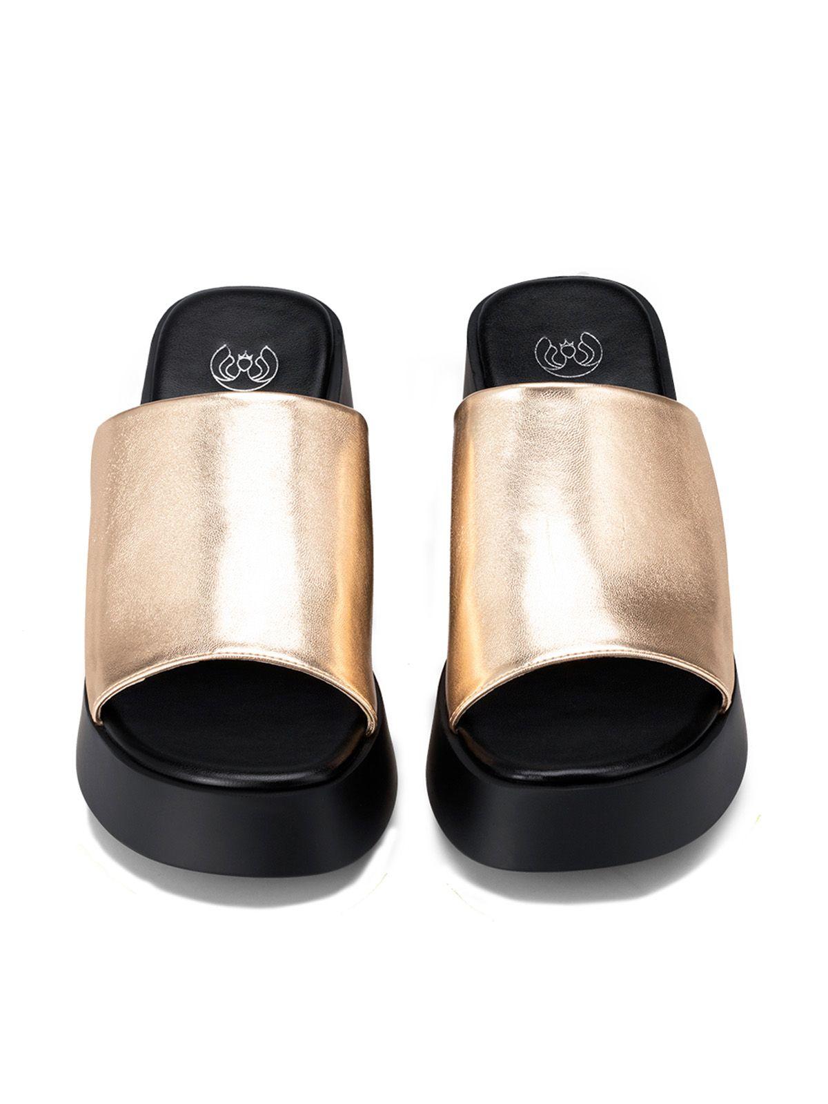 Sandalia Casual Plataforma Dorada Mujer Weide QIU330-5