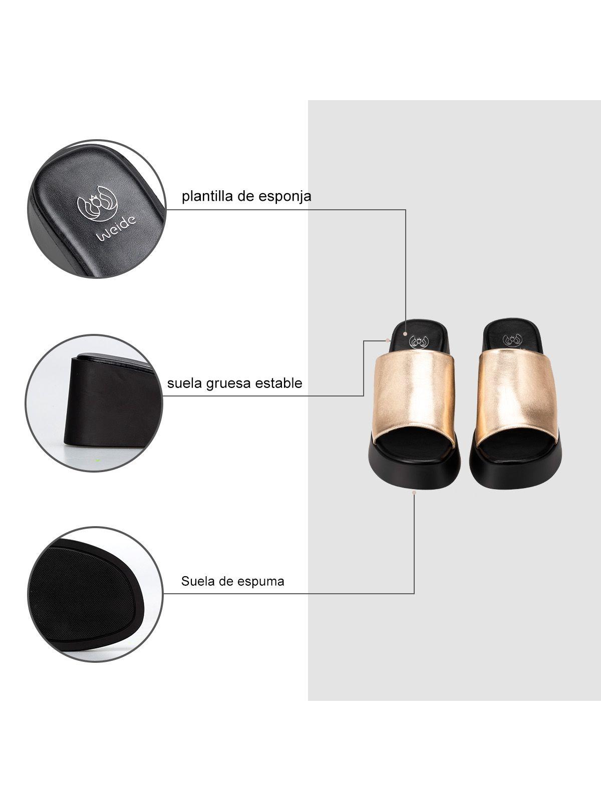 Sandalia Casual Plataforma Dorada Mujer Weide QIU330-7