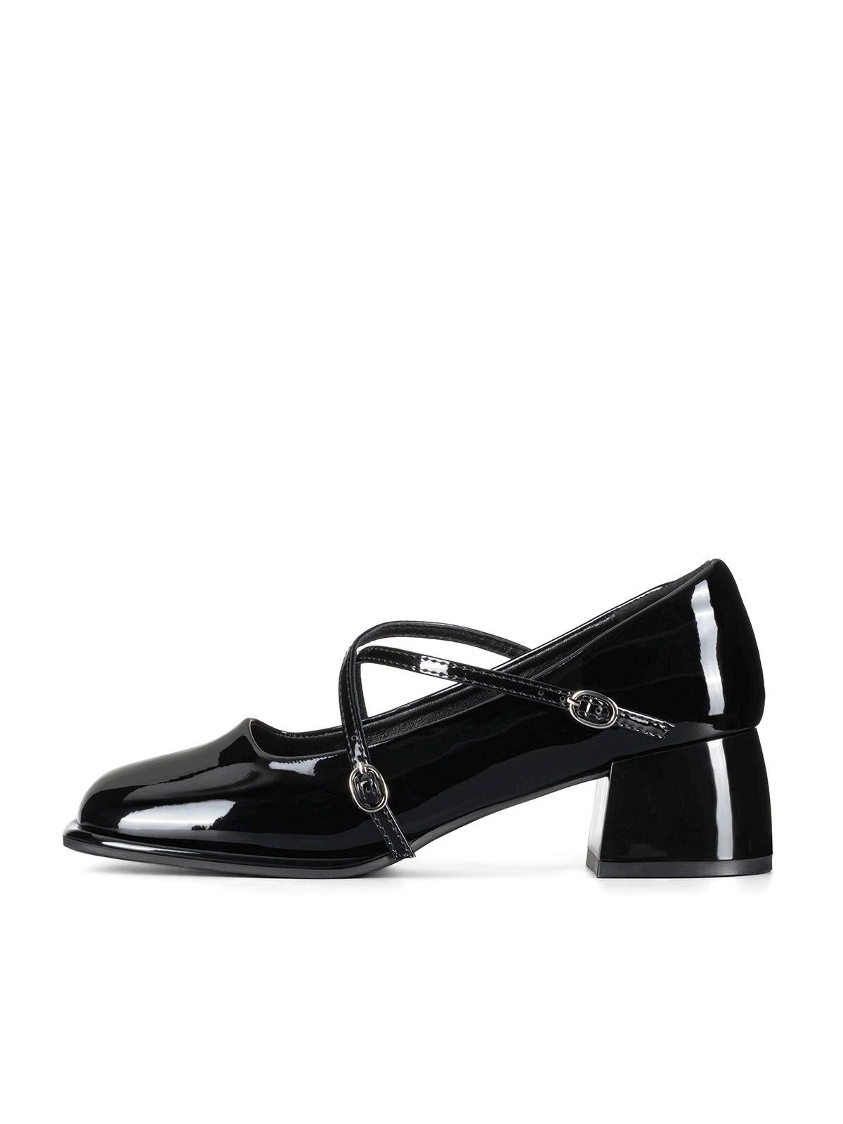 Zapato Mary Jane Negro Charol Elegante Mujer Weide YL65-3
