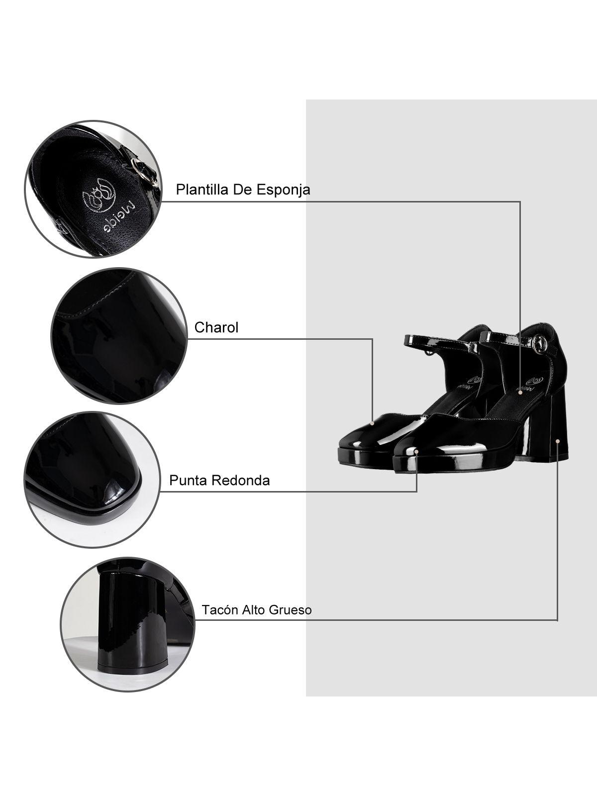 Zapato Mary Jane Tacones Elegante Charol Mujer Weide YL83-7