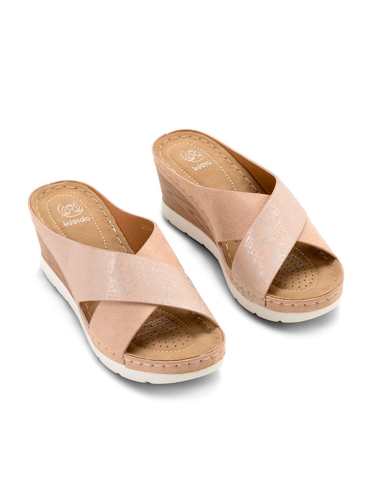 Sandalia Plataforma Beige Casual QIU309 Weide-2