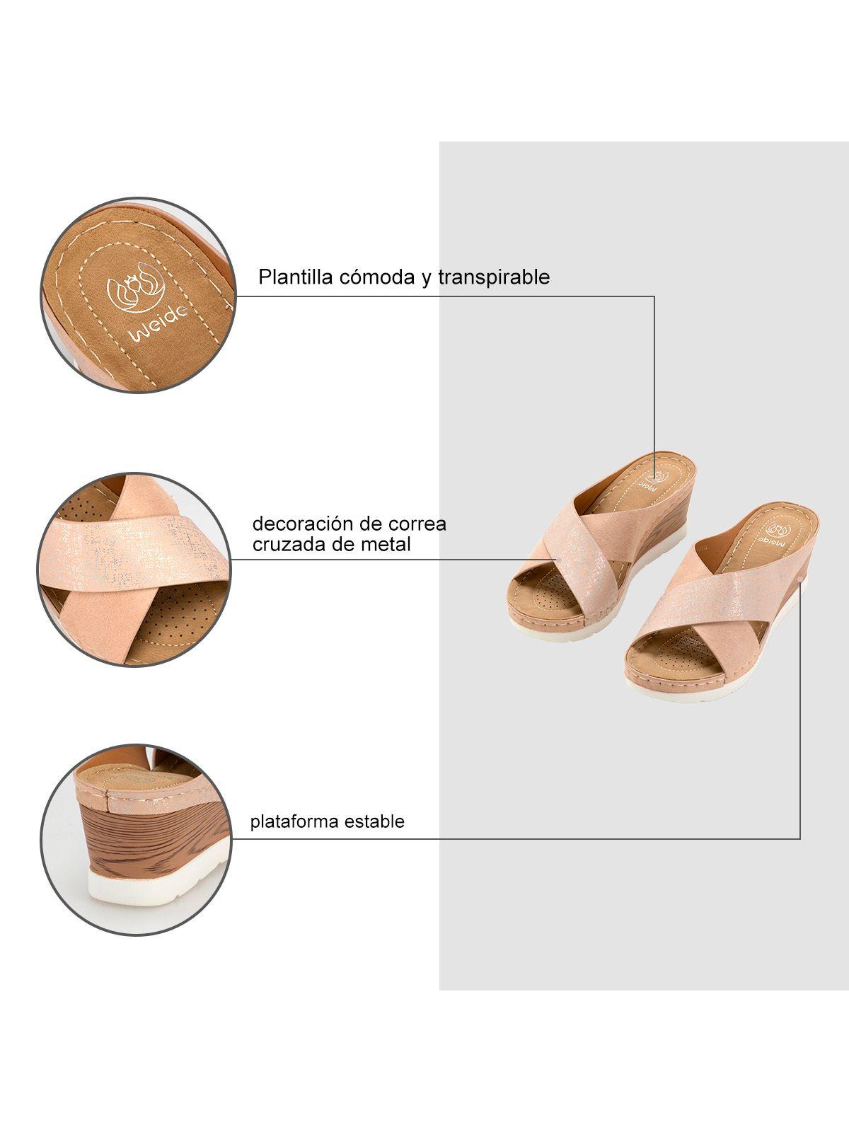 Sandalia Plataforma Beige Casual QIU309 Weide-5