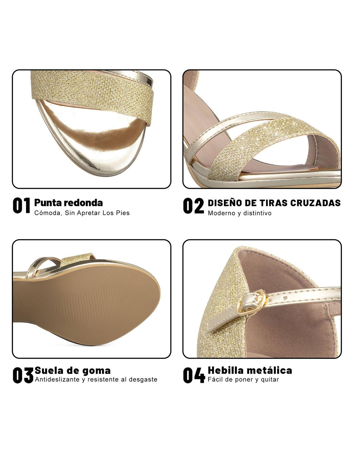 Sandalia Taco Dorado Fiesta QIU285 Weide-5